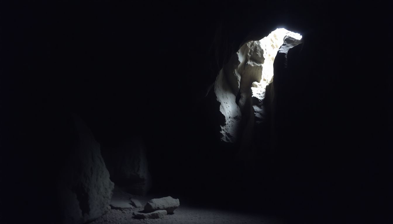 Zedekiah's Cave in Jerusalem, featuring dimly lit rocky formations.