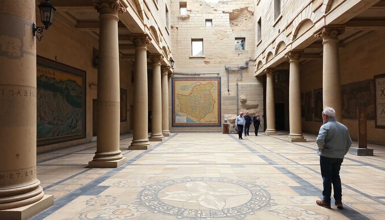 A phone photo of an ancient Cardo in Jerusalem with Byzantine architecture and Roman columns.