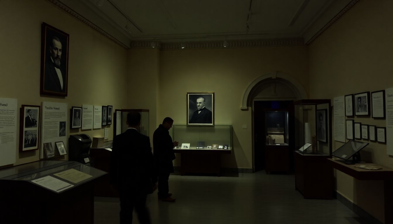 The photo shows an exhibition about Theodor Herzl in a museum.