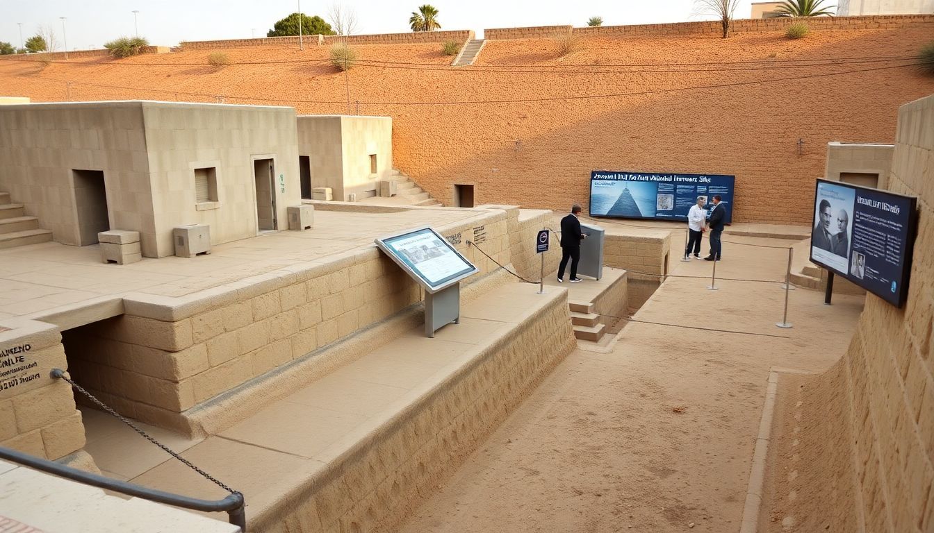 The image shows intact Jordanian military bunkers and trenches at Ammunition Hill.