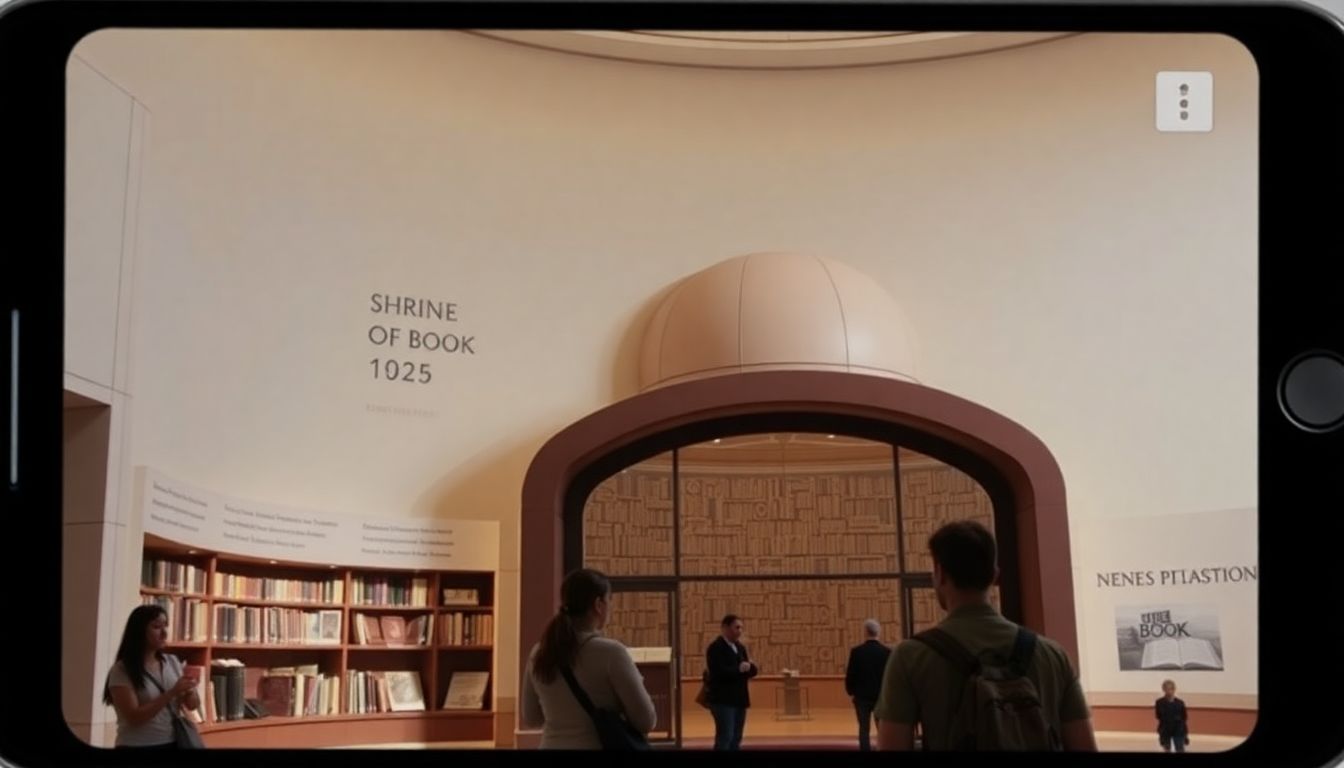 The Shrine of the Book, a distinctive architectural structure symbolizing preservation of ancient manuscripts.