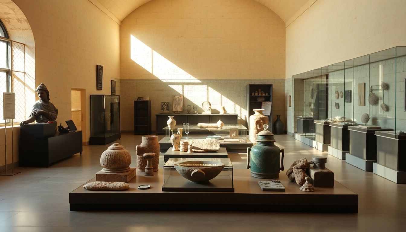 Ancient artifacts displayed in Tower of David Museum, Jerusalem.